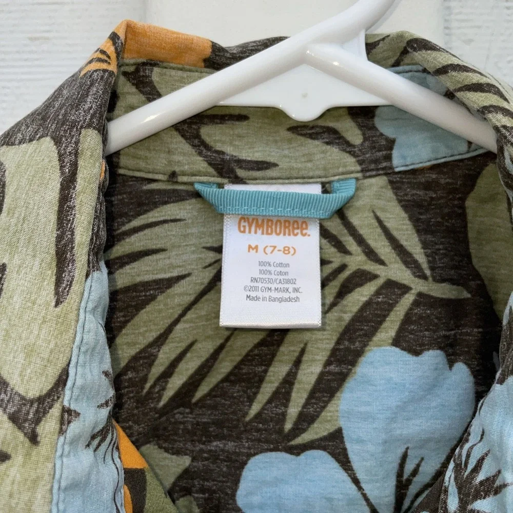 Gymboree Surf Legend Floral Short Sleeve Button Down Size M (7-8)